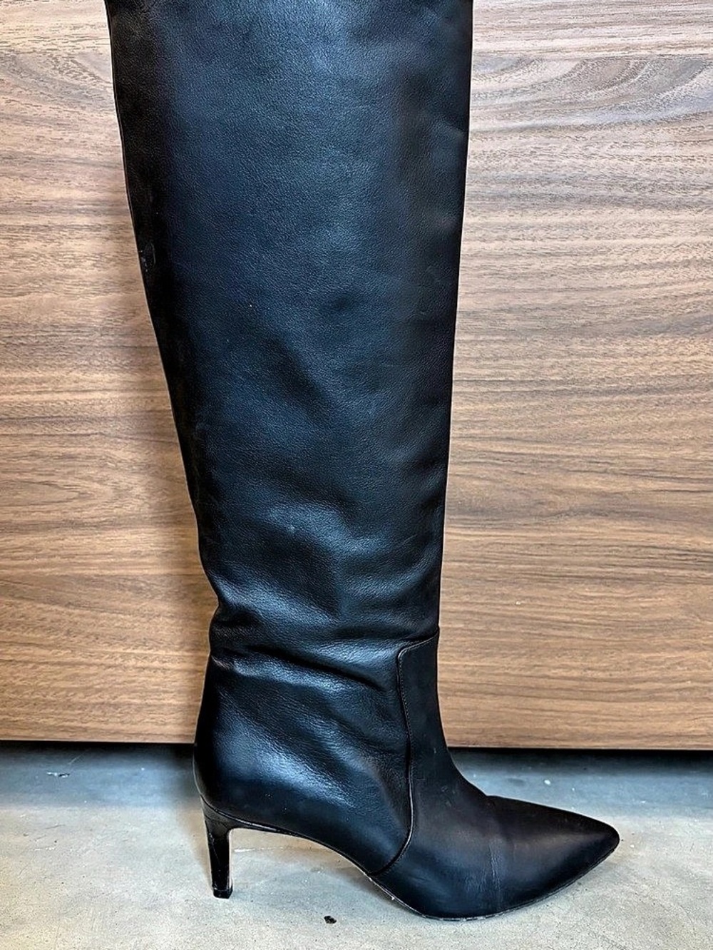 Paris Texas Black Pointed-Toe Heeled Boots Like New